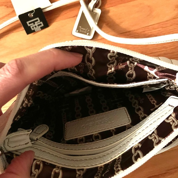 Tignanello hands free cross body bag purse in white genuine leather - Picture 6 of 6